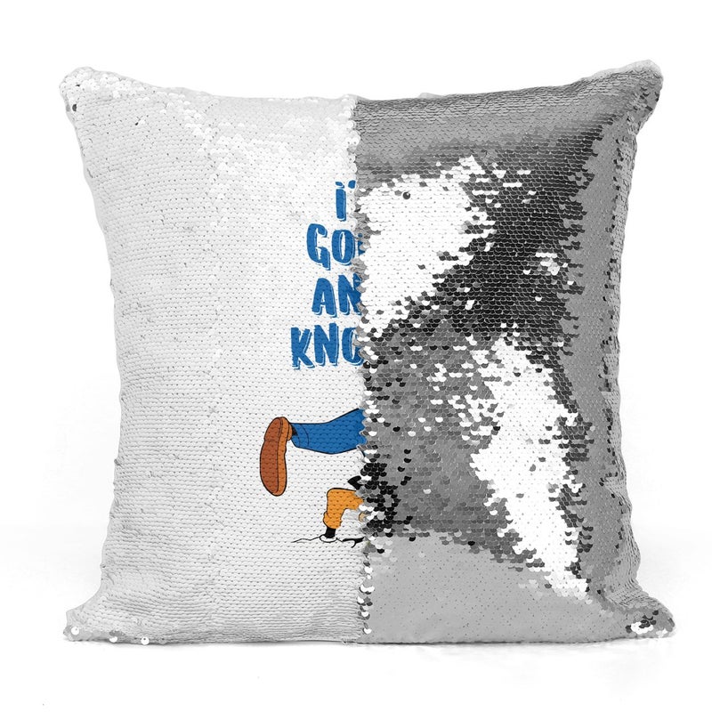 I Am Goofy Sequin Throw Pillow With Stuffing Multicolour 16x16inch