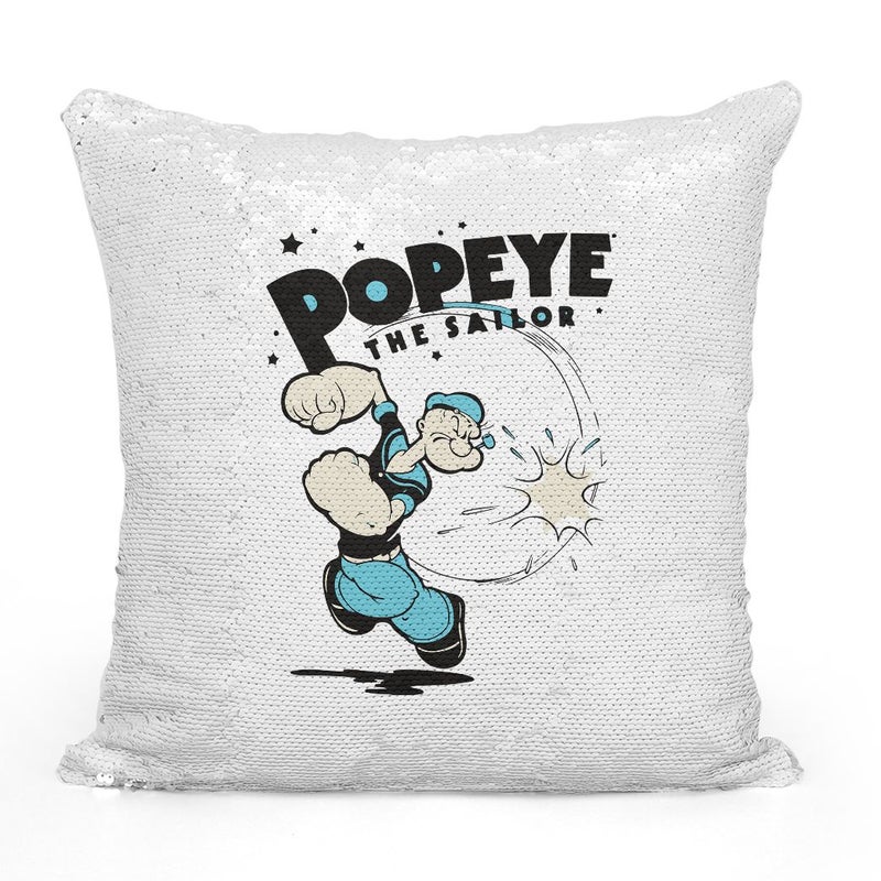 Popeye The Sailer Sequin Throw Pillow With Stuffing Multicolour 16x16inch - Image 2