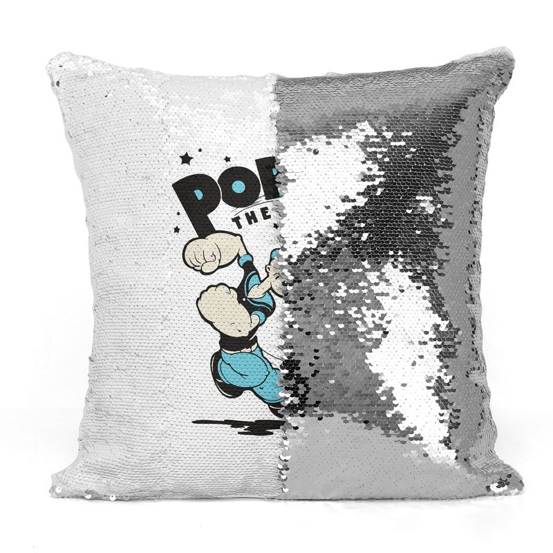 Popeye The Sailer Sequin Throw Pillow With Stuffing Multicolour 16x16inch - Image 3