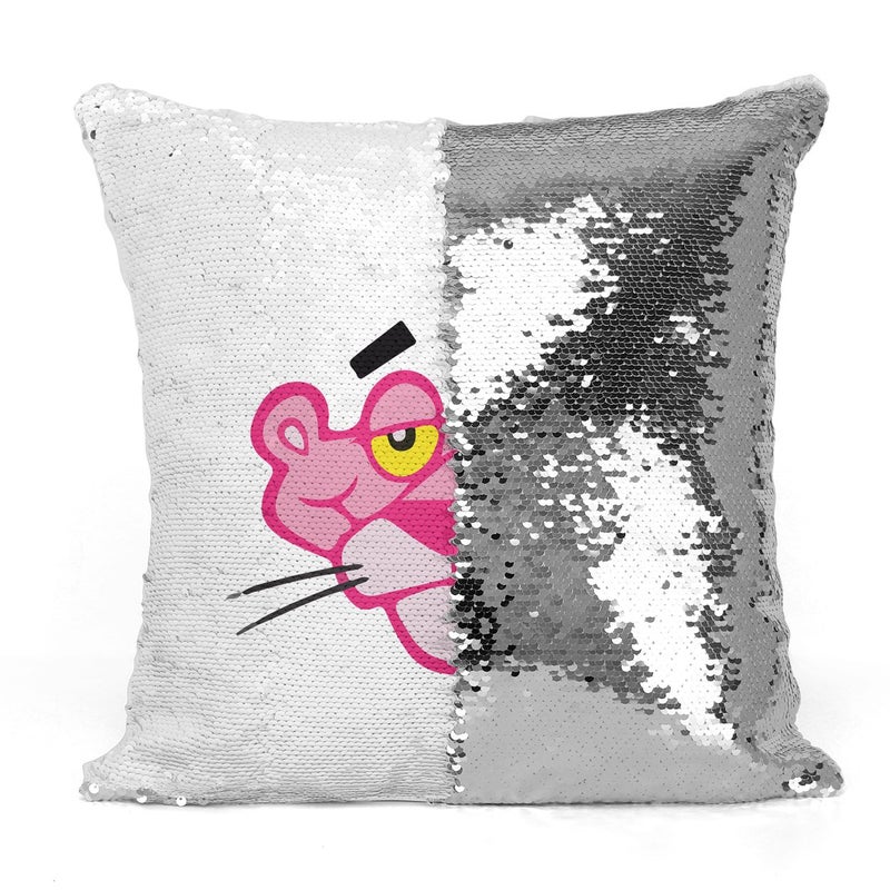 Pink Panther Sequin Throw Pillow With Stuffing Multicolour 16x16inch - Image 3