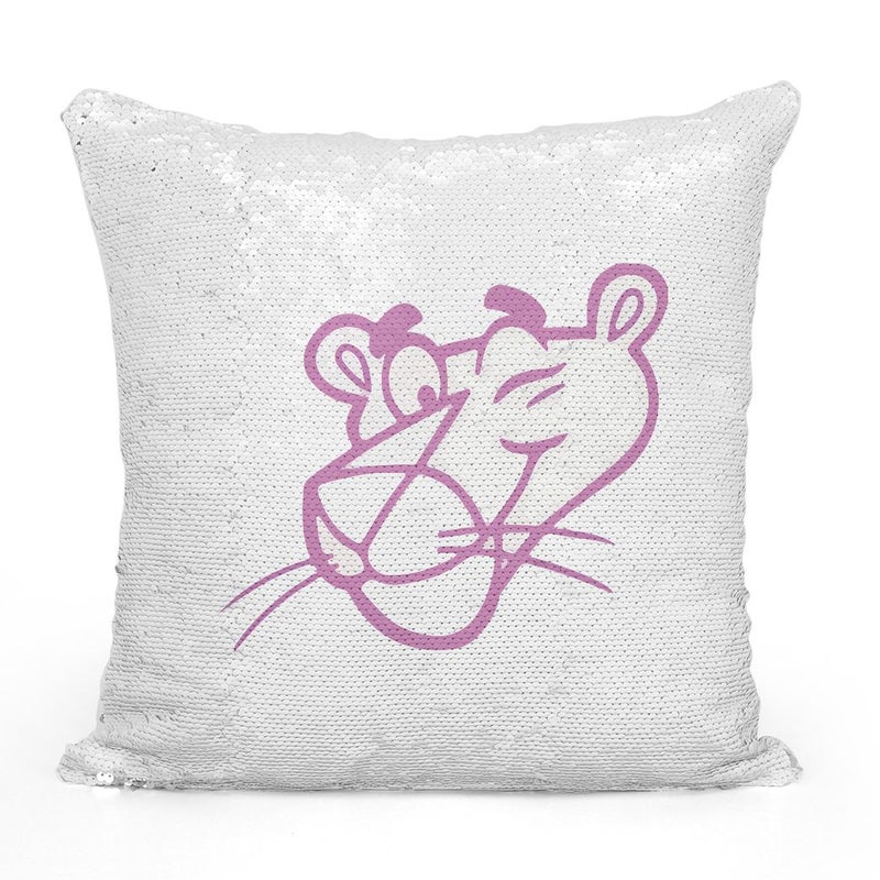 Classic Panther Logo Sequin Throw Pillow With Stuffing Multicolour 16x16inch - Image 2