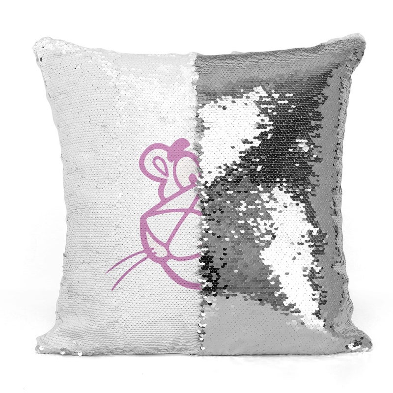 Classic Panther Logo Sequin Throw Pillow With Stuffing Multicolour 16x16inch - Image 3