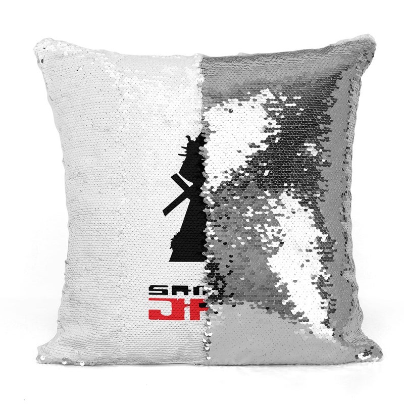 Jack Samurai Sequin Throw Pillow With Stuffing Multicolour 16x16inch - Image 3