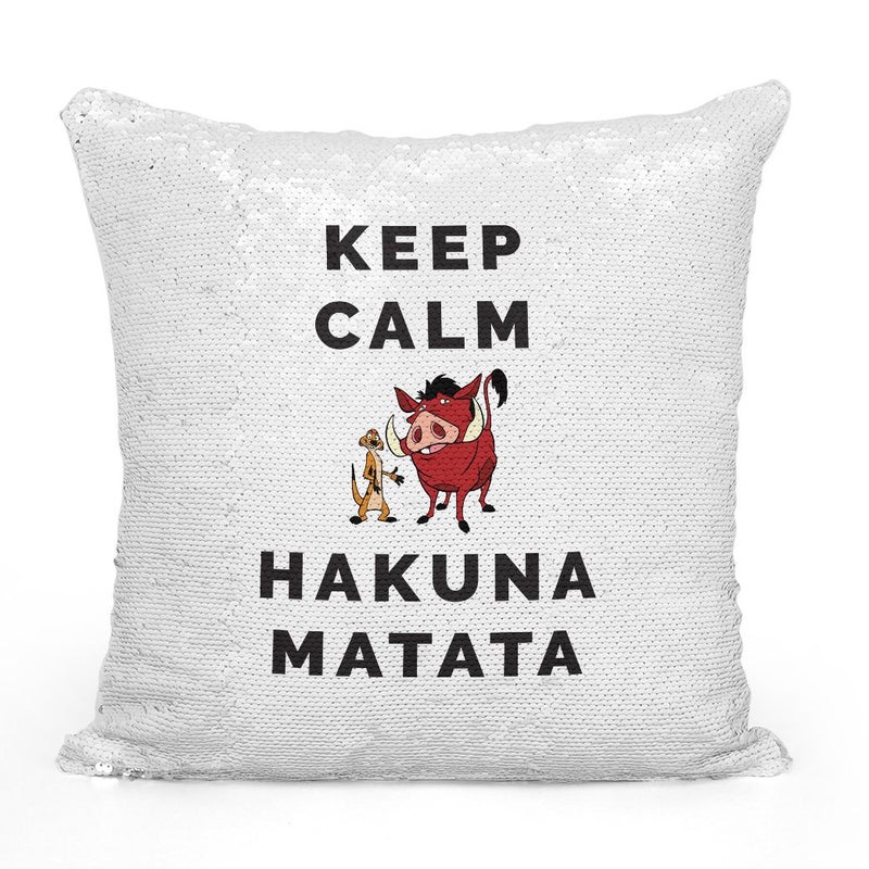 Keep Calm Lion King Sequin Throw Pillow With Stuffing Multicolour 16x16inch - Image 2