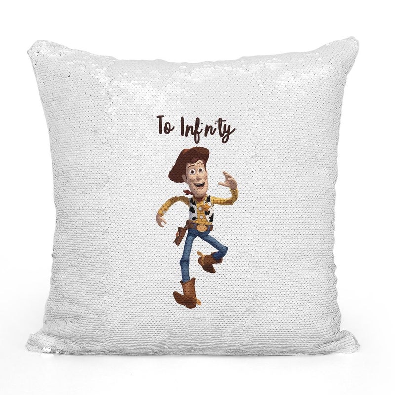 وسادة ثرو محشوة ومطرزة بالترتر بنمط يحمل عبارة "Infinity Run" من فيلم Toy Story متعدد الألوان 16x16بوصة - Image 2