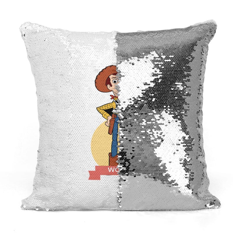 Woody Toy Story Sequin Throw Pillow With Stuffing Multicolour 16x16inch