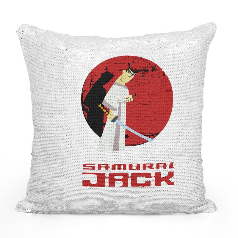 Samurai Jack Logo Type Sequin Throw Pillow With Stuffing Multicolour 16x16inch - Image 2