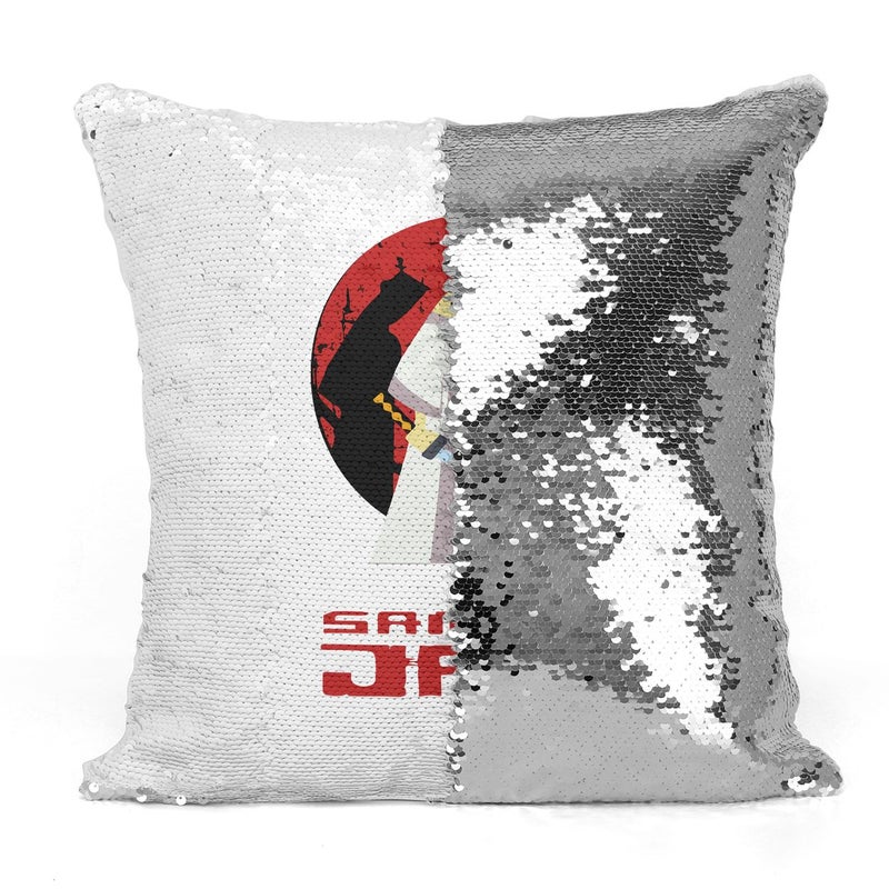 Samurai Jack Logo Type Sequin Throw Pillow With Stuffing Multicolour 16x16inch - Image 3