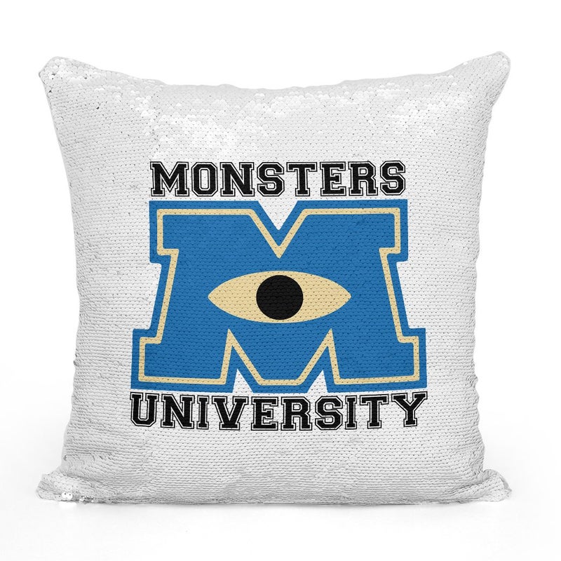 وسادة زينة محشوة ومطرزة بالترتر مزينة برسمة من فيلم الرسوم المتحركة 'Monsters University' متعدد الألوان 16x16بوصة - Image 2