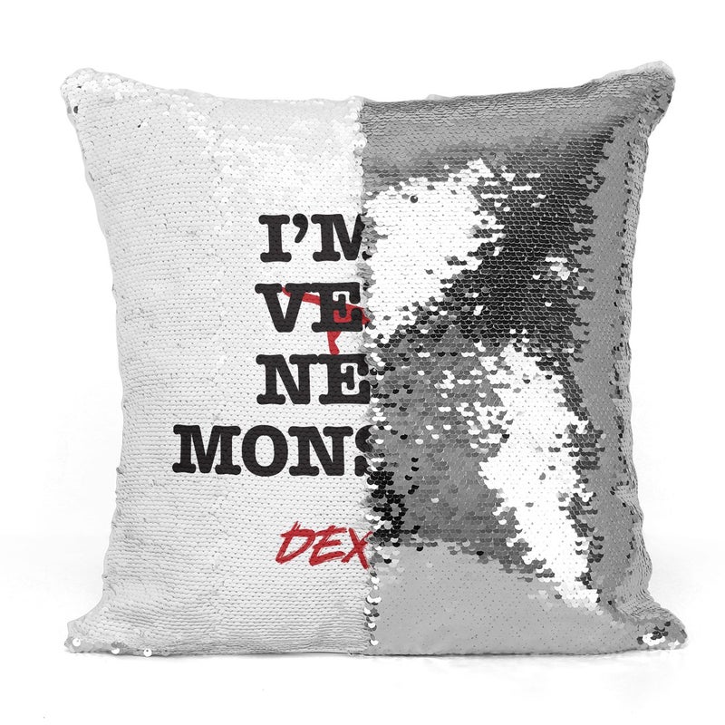 Neat Monster Dexter Sequin Throw Pillow With Stuffing Multicolour 16x16inch - Image 3