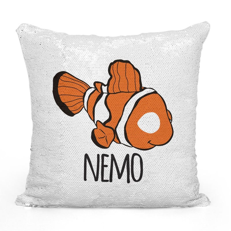 وسادة زينة بالحشوة مغطاة بالترتر ومزينة بصورة متقطعة باللون البرتقالي لفيلم Finding Nemo متعدد الألوان 16x16بوصة - Image 2