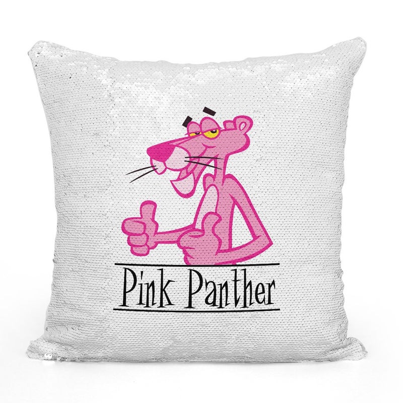 Pink Panther Logo Sequin Throw Pillow With Stuffing Multicolour 16x16inch - Image 2