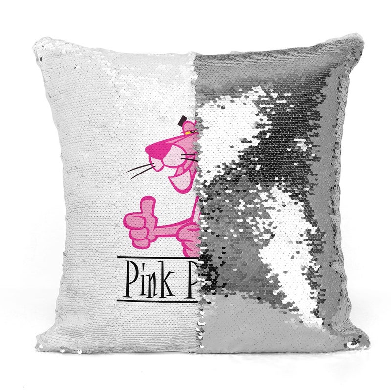 Pink Panther Logo Sequin Throw Pillow With Stuffing Multicolour 16x16inch - Image 3