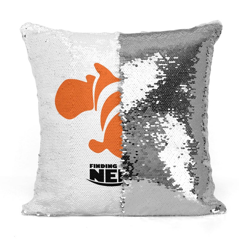 Orange Nemo Minimal Sequin Throw Pillow With Stuffing Multicolour 16x16inch - Image 3