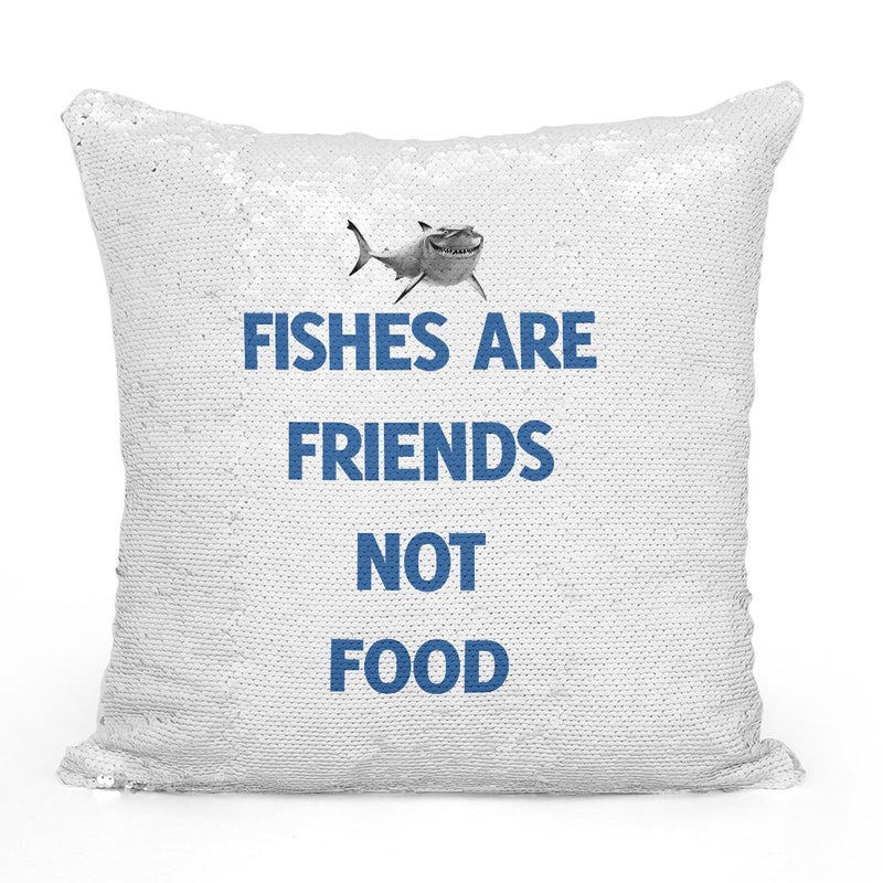 Fish Friendly Sequin Throw Pillow With Stuffing Multicolour 16x16inch
