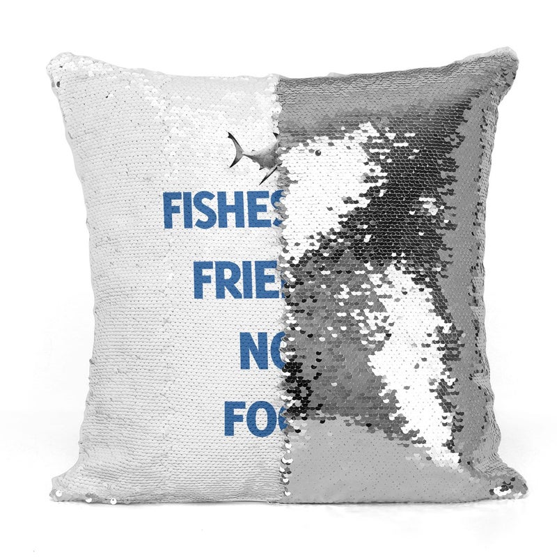 Fish Friendly Sequin Throw Pillow With Stuffing Multicolour 16x16inch