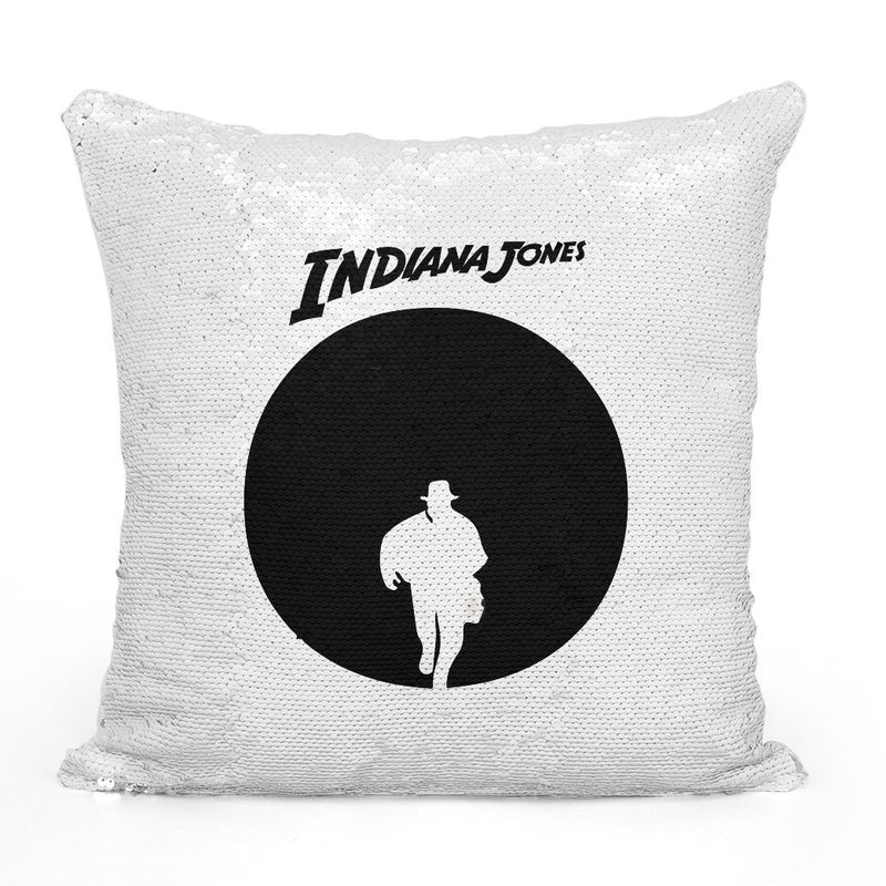 Indiana Jones Poster Sequin Throw Pillow With Stuffing Multicolour 16x16inch  - Image 2