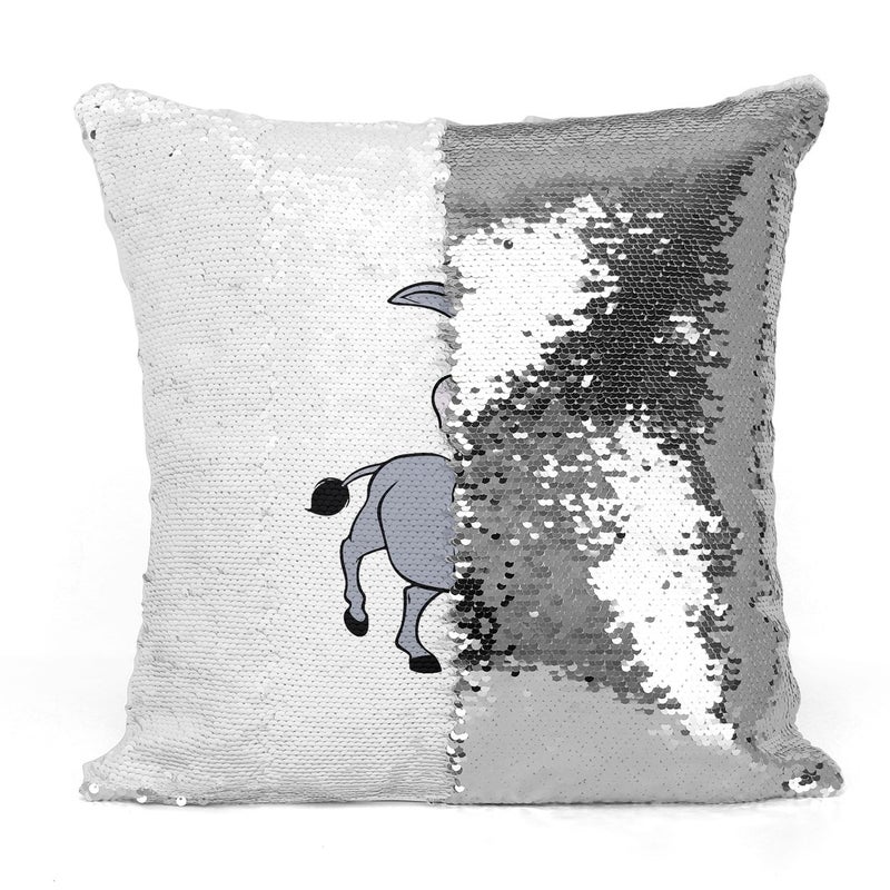 Donkey Cute Green Shrek Sequin Throw Pillow With Stuffing Grey/White 16x16inch - Image 3