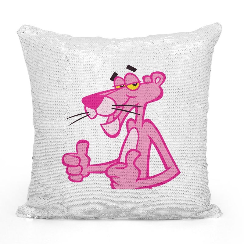 Thumbs Up Pink Panther Sequin Throw Pillow With Stuffing Multicolour 16x16inch - Image 2