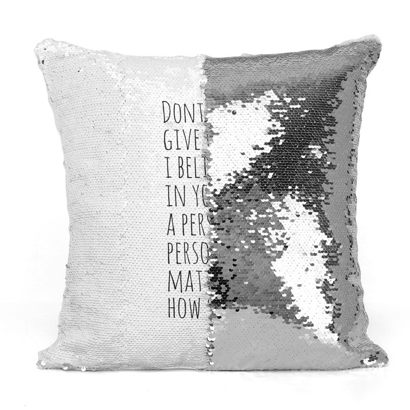 Dont Give Up Quote Sequin Throw Pillow With Stuffing Multicolour 16x16inch