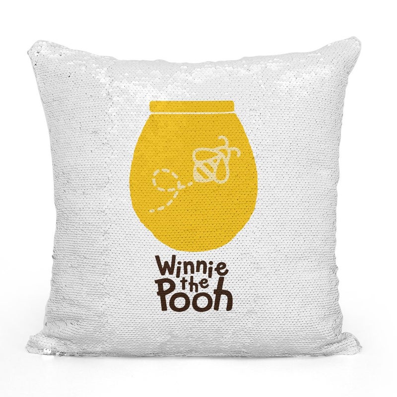 Generic - Winnie The Pooh Sequin Throw Pillow With Stuffing Multicolour 16x16inch - Image 1