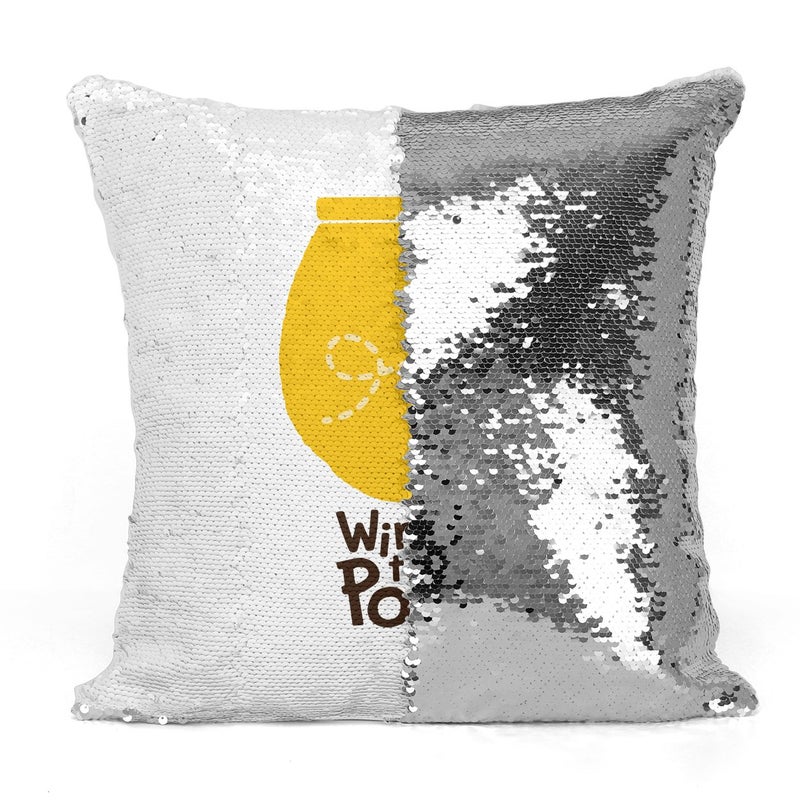 Generic - Winnie The Pooh Sequin Throw Pillow With Stuffing Multicolour 16x16inch - Image 1