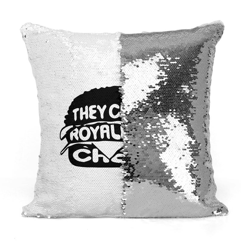 Generic - Royal Cheese Burger Sequin Throw Pillow With Stuffing Multicolour 16x16inch - Image 1