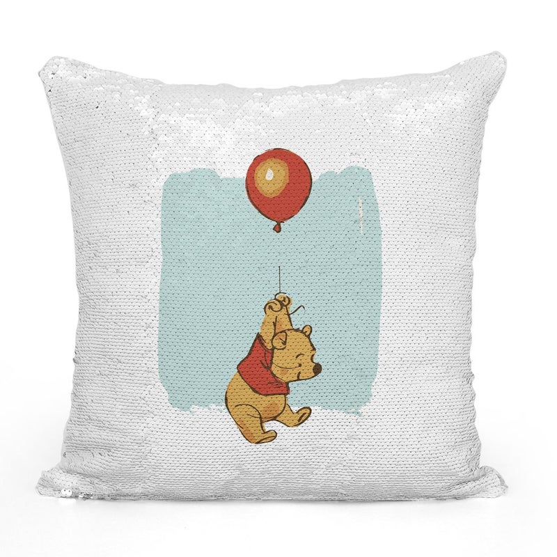 Pooh Bear Balloon Sequin Throw Pillow With Stuffing Multicolour 16x16inch  - Image 2