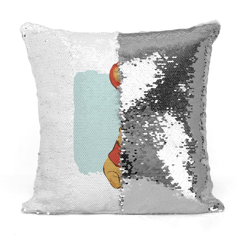 Pooh Bear Balloon Sequin Throw Pillow With Stuffing Multicolour 16x16inch  - Image 3