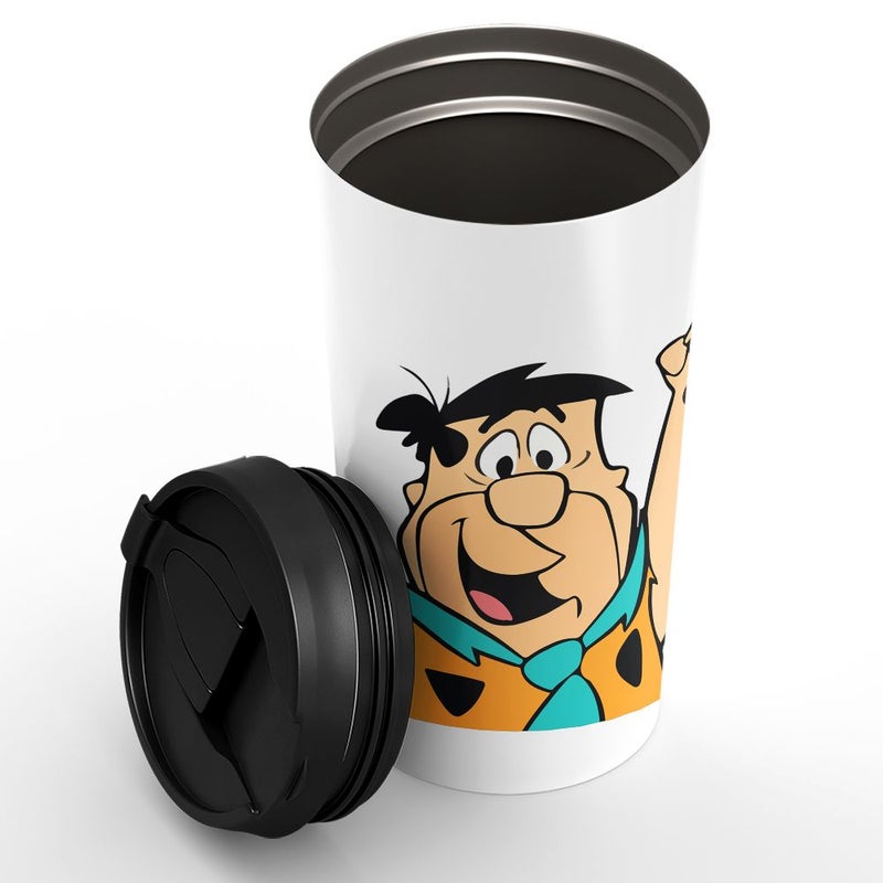 LOUD UNIVERSE Stainless Steel Travel Tumbler With Acrylic Lid Fred Flintstone White  - Image 2