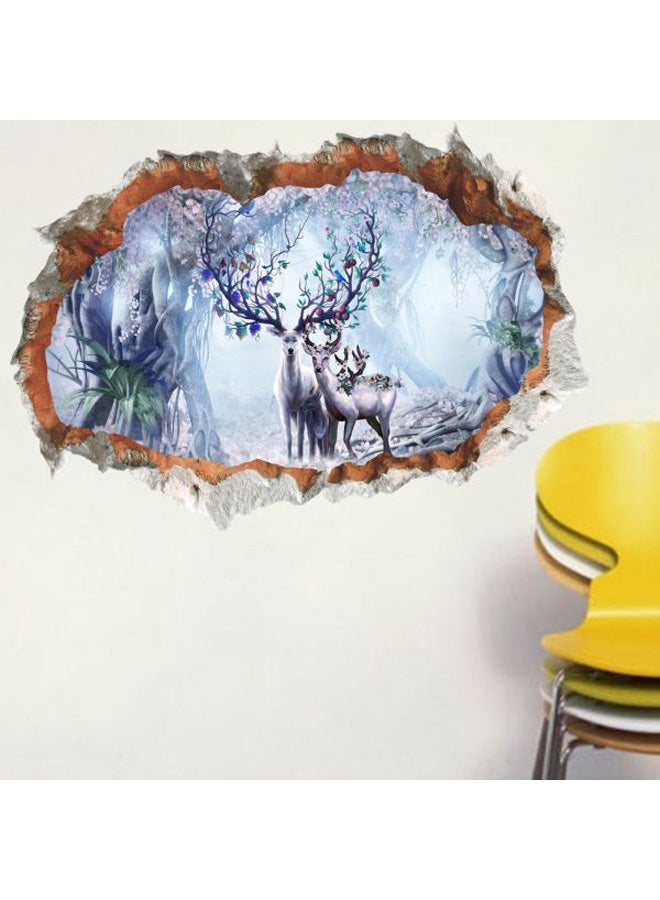 3D Deer Forest Wall Stickers Purple/Green/Grey 50x70cm
