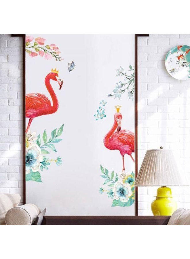 Flowers Plants Flamingo Sticker Red/White/Blue 90x30centimeter