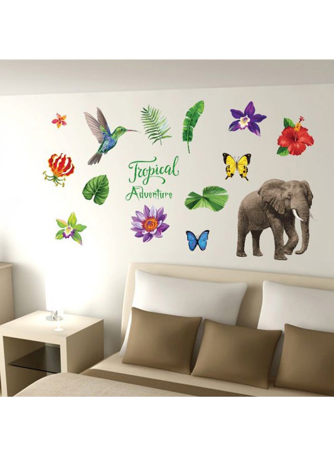 Wild Animal Wall Sticker Green/Yellow/Purple 50x70cm