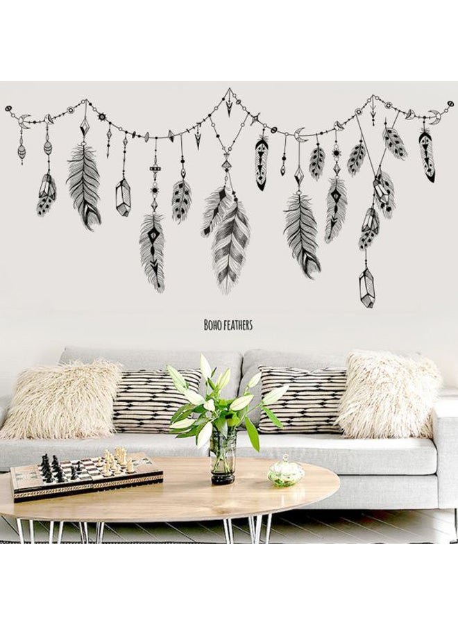 Boho Feathers Wall Stickers Black/Grey 90x60centimeter 