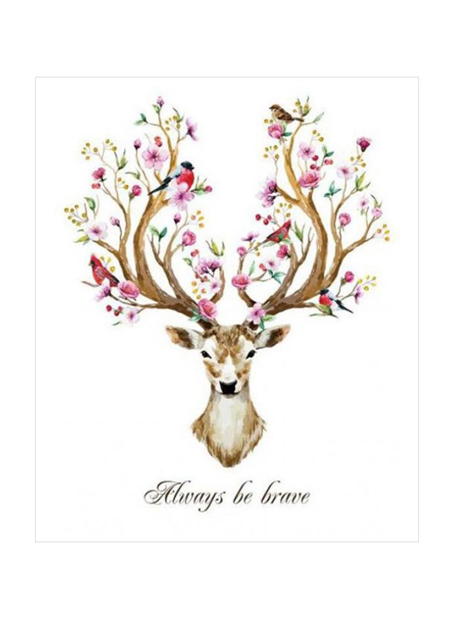 Deer Head Printed Wall Sticker Brown/Pink/Green 90x60cm