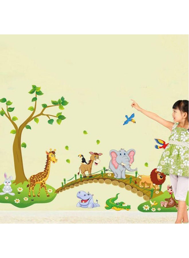 The Lovely Animal Kindergarten Decorative Wall Sticker Green/Yellow/Red 90x60centimeter