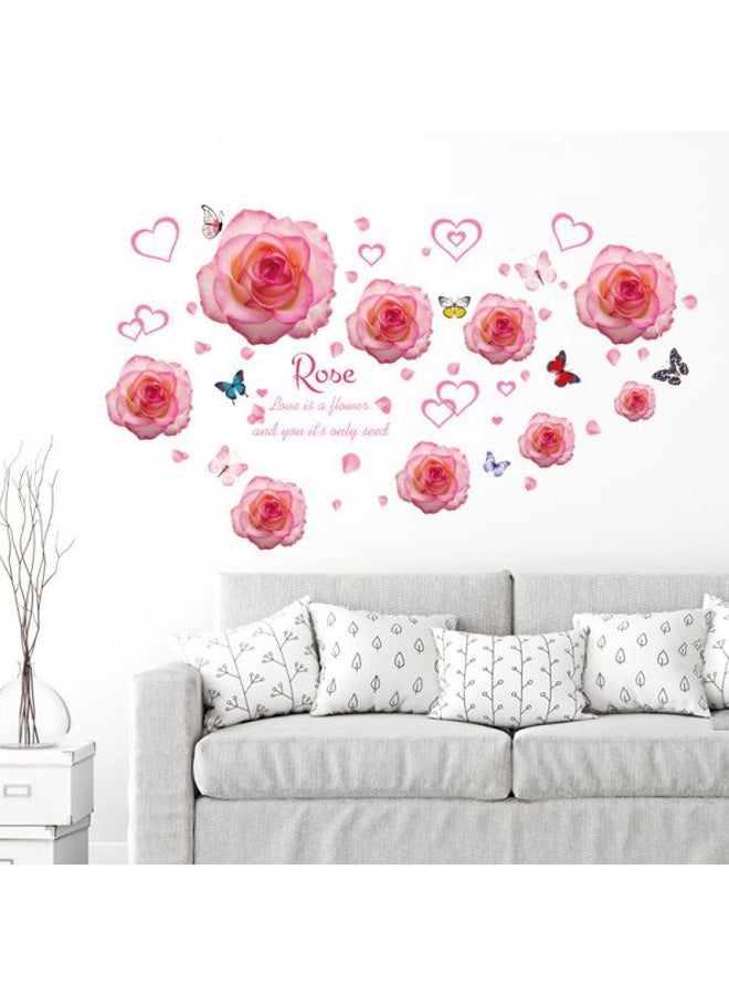 Rose Printed Wall Sticker Pink/Red/Blue 45x30cm