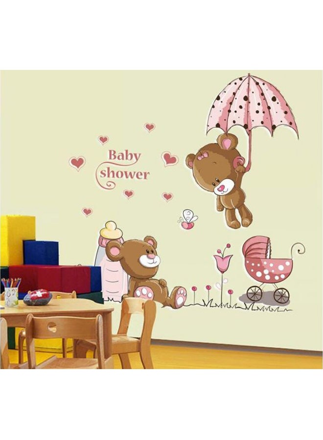 Cartoon Wall Sticker Pink/Brown/White 50x70cm