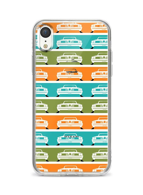 Apple iPhone XR Classic Clear Case Soft TPU Gel Thin Transparent Flexible Cover - Retro Muscle Car Multicolour