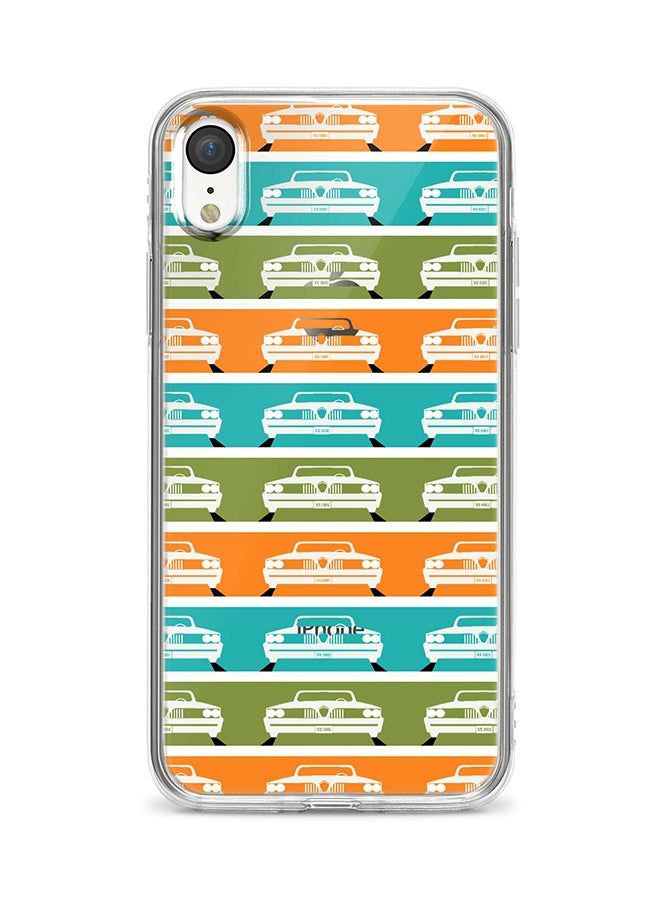 Apple iPhone XR Classic Clear Case Soft TPU Gel Thin Transparent Flexible Cover - Retro Muscle Car Multicolour