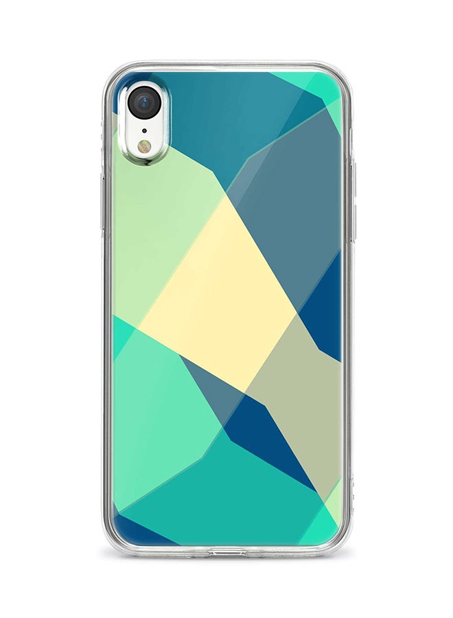 غطاء حماية كلاسيكي رفيع وشفاف ومرن مصنوع من جل البولي يوريثان الحراري اللين لهاتف أبل آيفون XR - بطبعة كاملة على شكل مربعات بألوان مائية متعدد الألوان