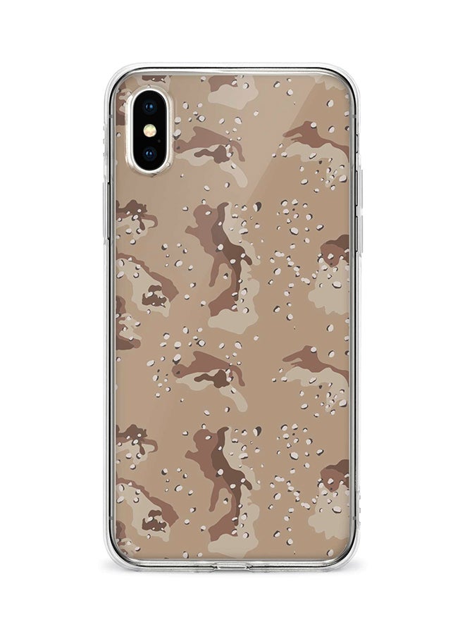 Apple iPhone XS Max Classic Clear Case Soft TPU Gel Thin Transparent Flexible Cover - Desert Storm Camo Full Print Beige