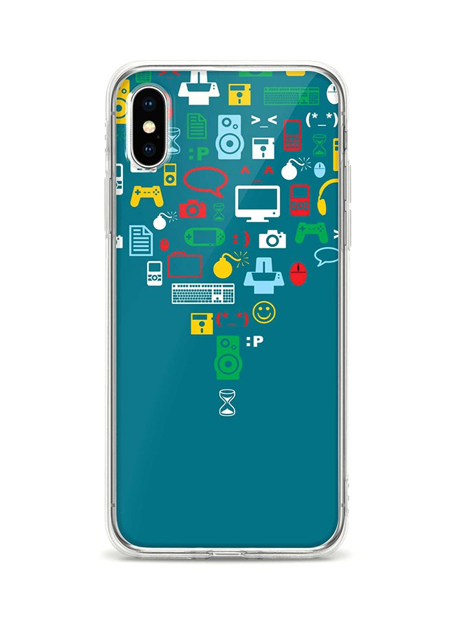 Stylizedd Apple iPhone XS / X Classic Clear Case Soft TPU Gel Thin Transparent Flexible Cover - Convergence (Green) Full Print Blue