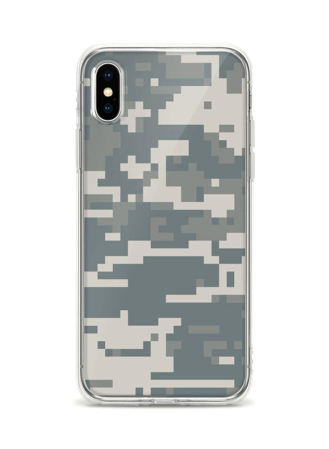 Stylizedd Apple iPhone XS / X Classic Clear Case Soft TPU Gel Thin Transparent Flexible Cover - Digital Camo Full Print Grey 