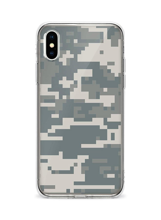 Stylizedd Apple iPhone XS Max Classic Clear Case Soft TPU Gel Thin Transparent Flexible Cover - Digital Camo Full Print Grey 