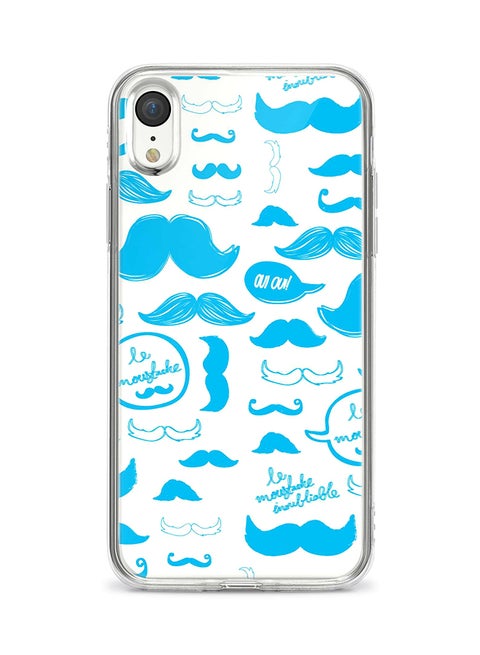 Apple iPhone XR Classic Clear Case Soft TPU Gel Thin Transparent Flexible Cover - Le Moustache Full Print Multicolour