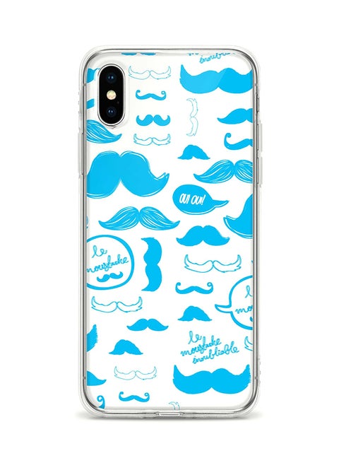 Apple iPhone XS / X Classic Clear Case Soft TPU Gel Thin Transparent Flexible Cover - Le Moustache Full Print Multicolour