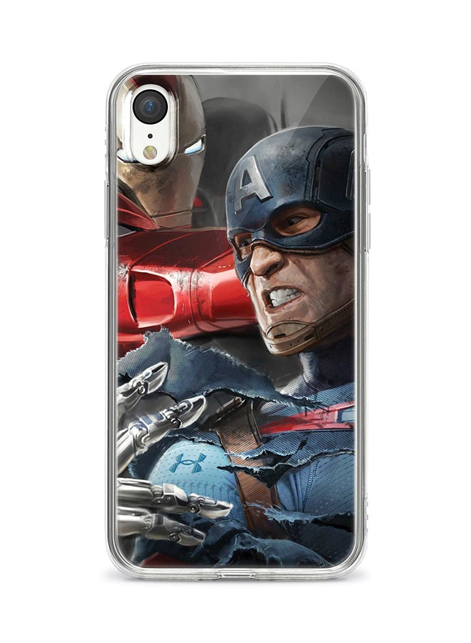 Apple iPhone XR Classic Clear Case Soft TPU Gel Thin Transparent Flexible Cover - Fighting The Ultron Full Print Multicolour