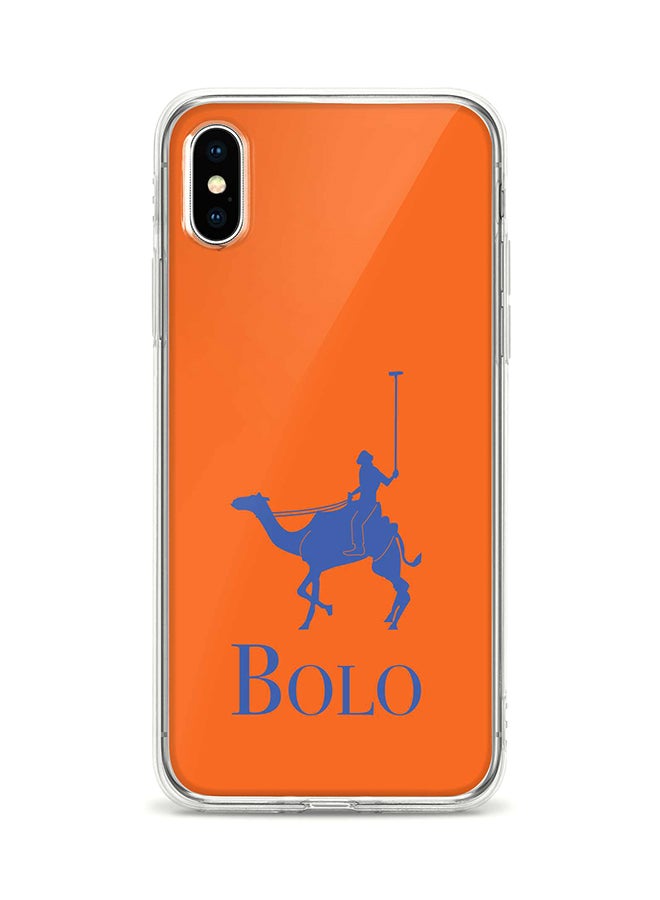 ستايلايزد غطاء حماية مرن لهاتف أبل آيفون Xs / X طبعة كاملة بلون برتقالي بتصميم شعار وكلمة "Bolo"