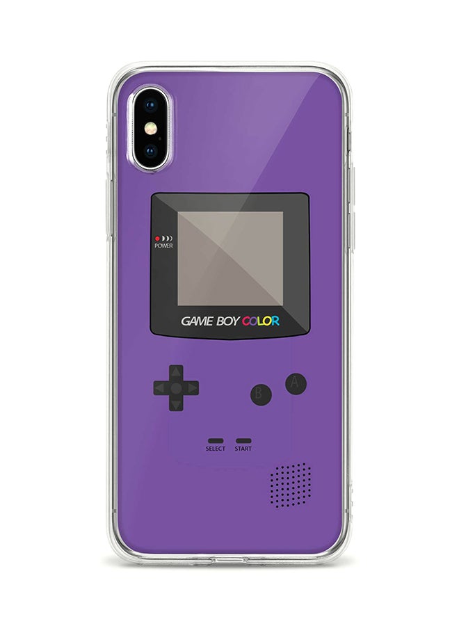 ستايلايزد غطاء حماية مرن لهاتف أبل آيفون Xs / X نمط مطبوع بنقش لعبة Gameboy Color بلون أرجواني